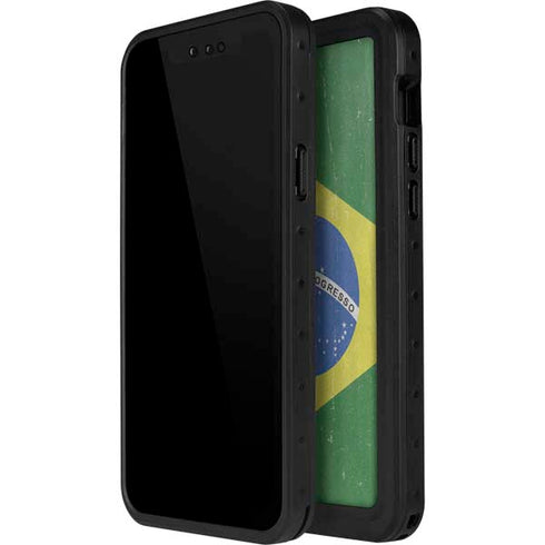 Brazil Flag Distressed iPhone 14 Pro Waterproof Case